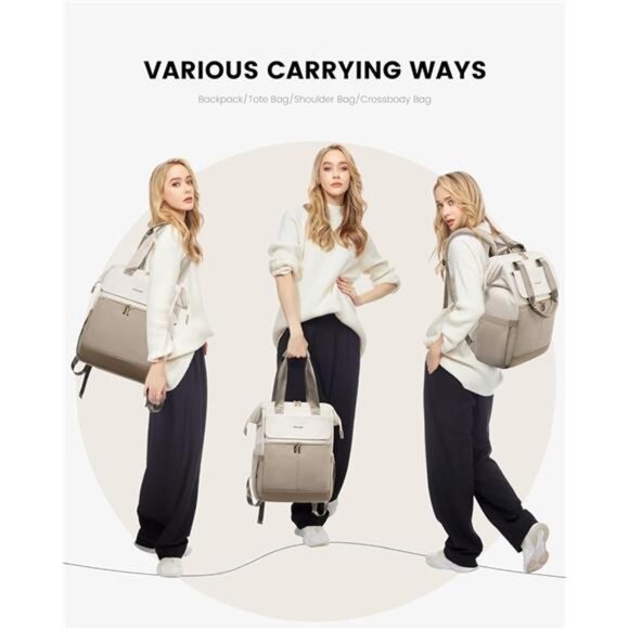 Laptop Backpack for Women, 15.6 Inch Work Laptop Bag with USB Port - Picture 6 of 7